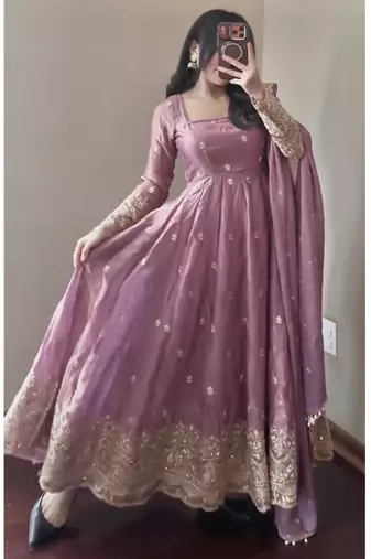 Heavy fendy silk embroidered sequince work wedding kurta set