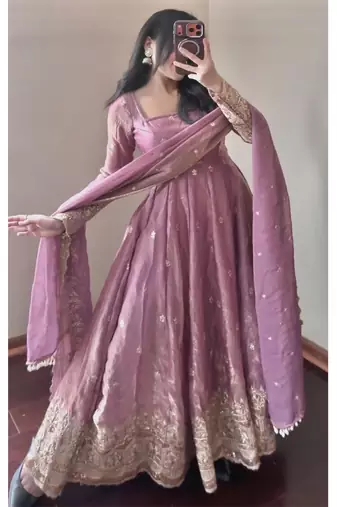 Heavy fendy silk embroidered sequince work wedding kurta set