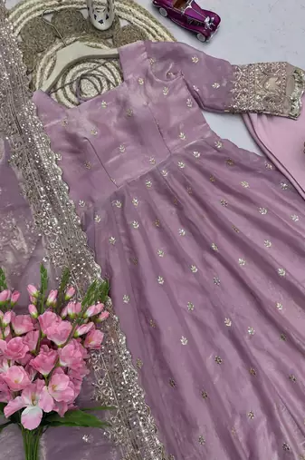 Heavy fendy silk embroidered sequince work wedding kurta set