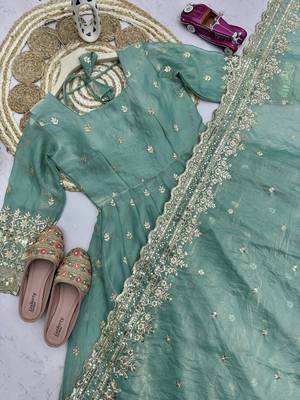 Heavy fendy silk embroidered sequince work wedding kurta set 5