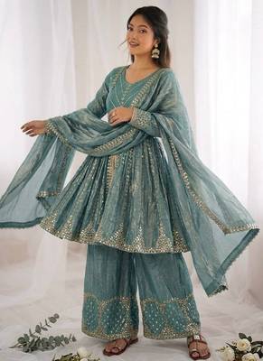 Rama fendy satin with embroidered sequince work plazzo set 4