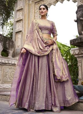 Lavender Fendy With Sequence Embroidered Work Wedding Lehenga Choli 1