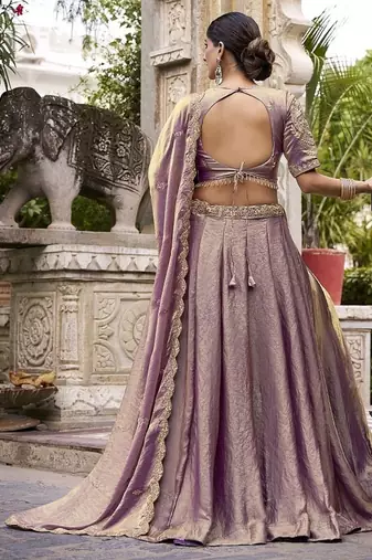 Lavender Fendy With Sequence Embroidered Work Wedding Lehenga Choli