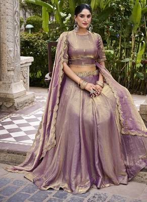 Lavender Fendy With Sequence Embroidered Work Wedding Lehenga Choli 3