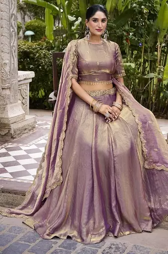 Lavender Fendy With Sequence Embroidered Work Wedding Lehenga Choli
