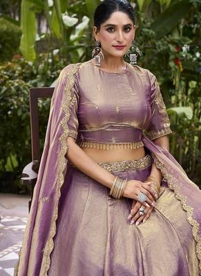 Lavender Fendy With Sequence Embroidered Work Wedding Lehenga Choli 4