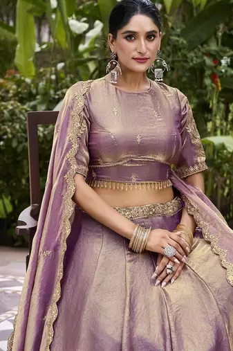 Lavender Fendy With Sequence Embroidered Work Wedding Lehenga Choli