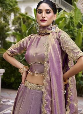 Lavender Fendy With Sequence Embroidered Work Wedding Lehenga Choli 5