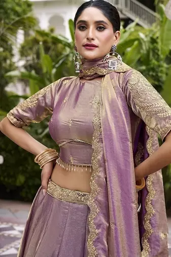 Lavender Fendy With Sequence Embroidered Work Wedding Lehenga Choli
