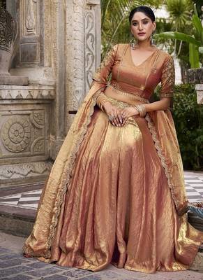 Orange Fendy With Sequence Embroidered Work Wedding Lehenga Choli 4