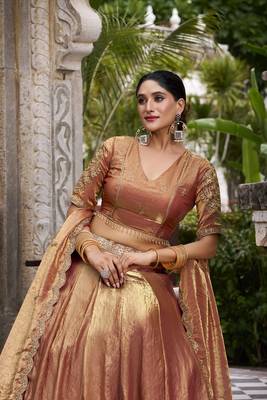 Orange Fendy With Sequence Embroidered Work Wedding Lehenga Choli 5