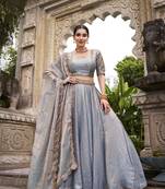 Skyblue Fendy With Sequence Embroidered Work Wedding Lehenga Choli