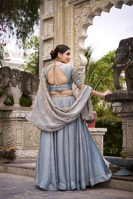 Skyblue Fendy With Sequence Embroidered Work Wedding Lehenga Choli 2