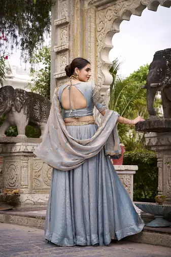 Skyblue Fendy With Sequence Embroidered Work Wedding Lehenga Choli