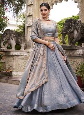 Skyblue Fendy With Sequence Embroidered Work Wedding Lehenga Choli 3