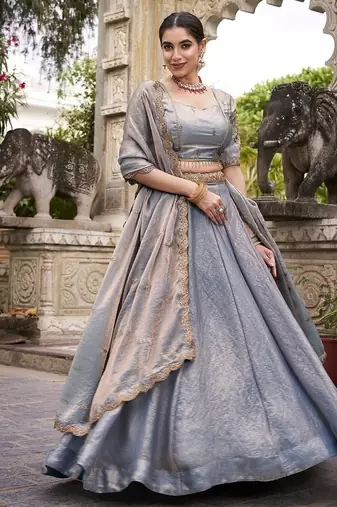 Skyblue Fendy With Sequence Embroidered Work Wedding Lehenga Choli