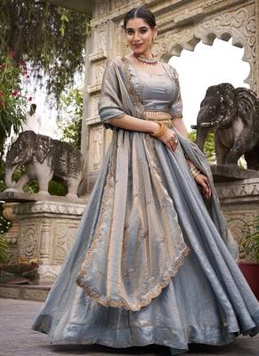 Skyblue Fendy With Sequence Embroidered Work Wedding Lehenga Choli 4