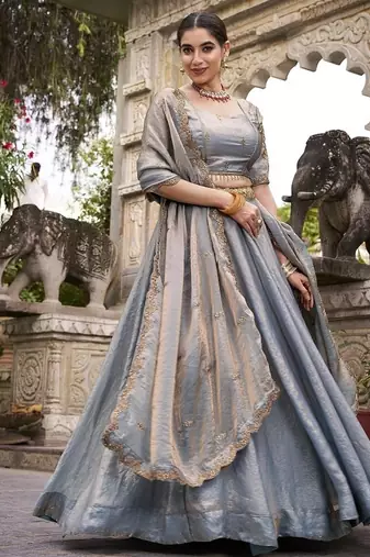 Skyblue Fendy With Sequence Embroidered Work Wedding Lehenga Choli