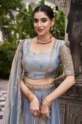 Skyblue Fendy With Sequence Embroidered Work Wedding Lehenga Choli 5