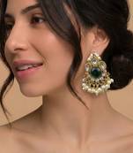 Emerald heritage pearl drop earrings