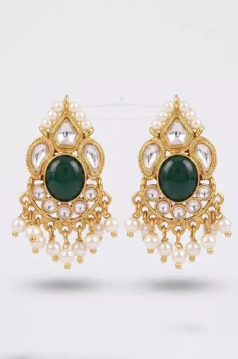 Emerald heritage pearl drop earrings