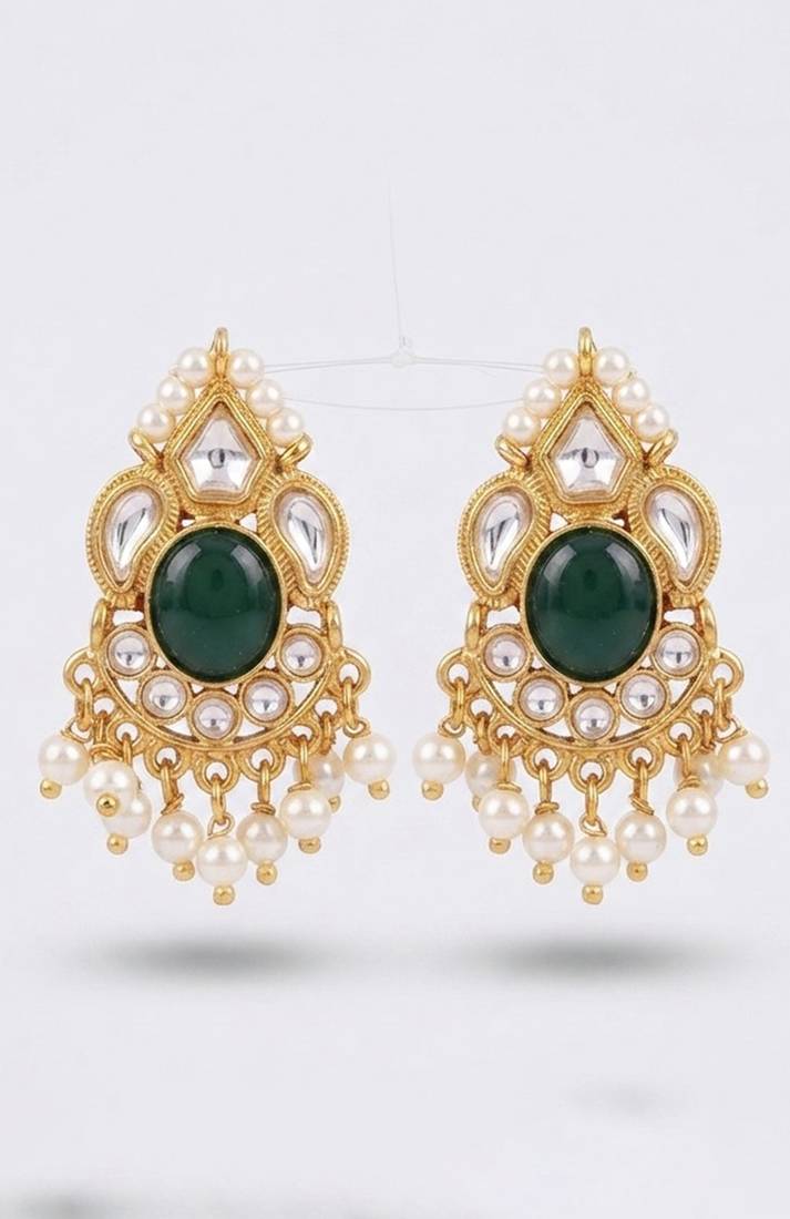 Emerald heritage pearl drop earrings