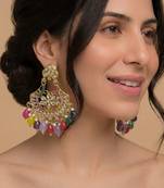 Vibrant navratna chandbali earrings