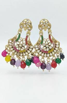 Vibrant navratna chandbali earrings 2