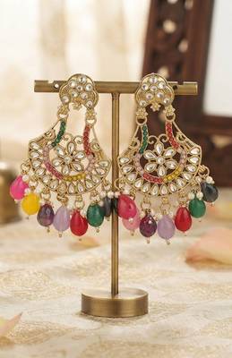 Vibrant navratna chandbali earrings 3