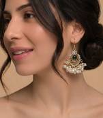 Emerald pearl cascade earrings