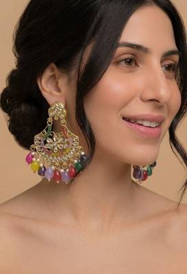 Vibrant navratna chandbali earrings 4