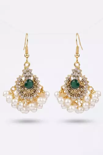 Emerald pearl cascade earrings
