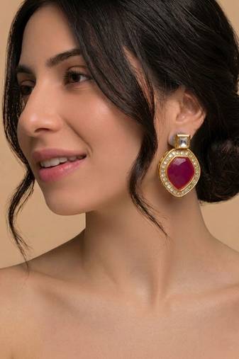 Royal crimson statement earrings