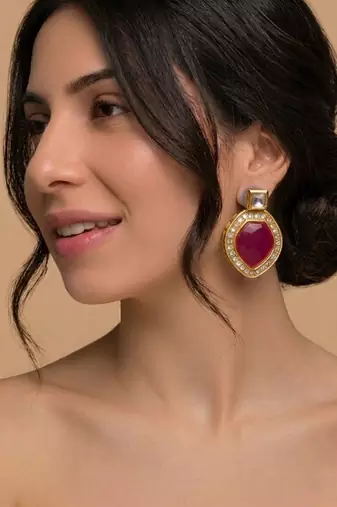 Royal crimson statement earrings