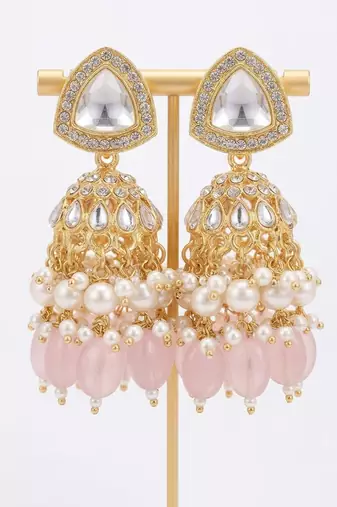 Blushing rose kundan jhumkas