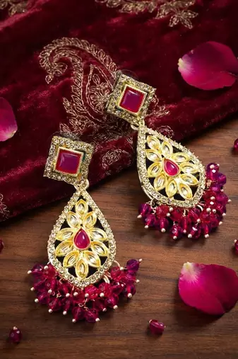 Regal crimson chandelier earrings