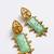 Mint green carved antique gold statement earrings