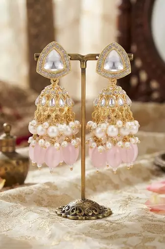 Blushing rose kundan jhumkas