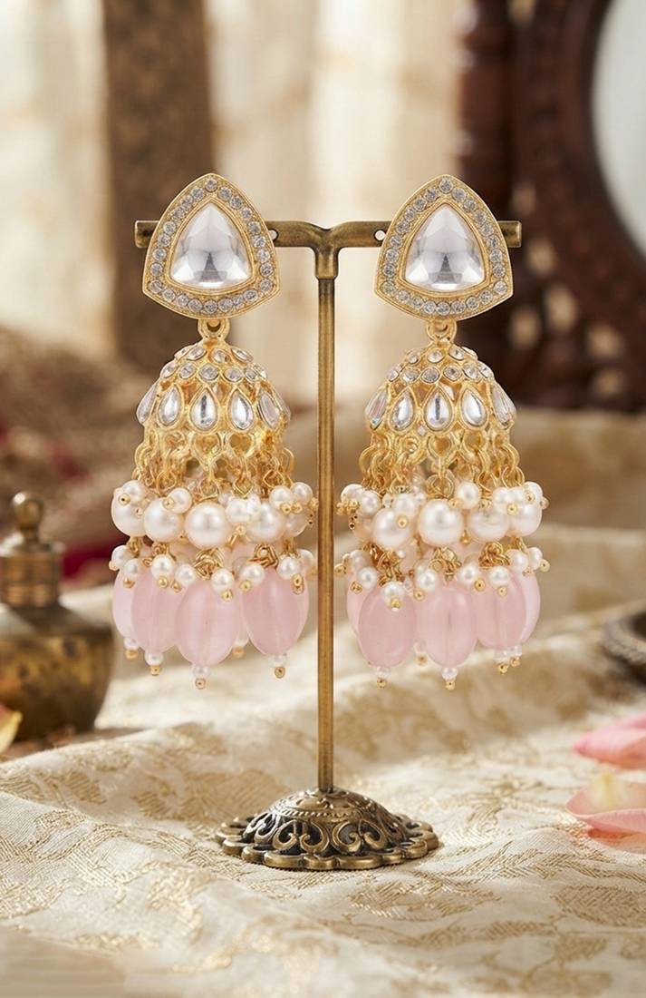 Blushing rose kundan jhumkas