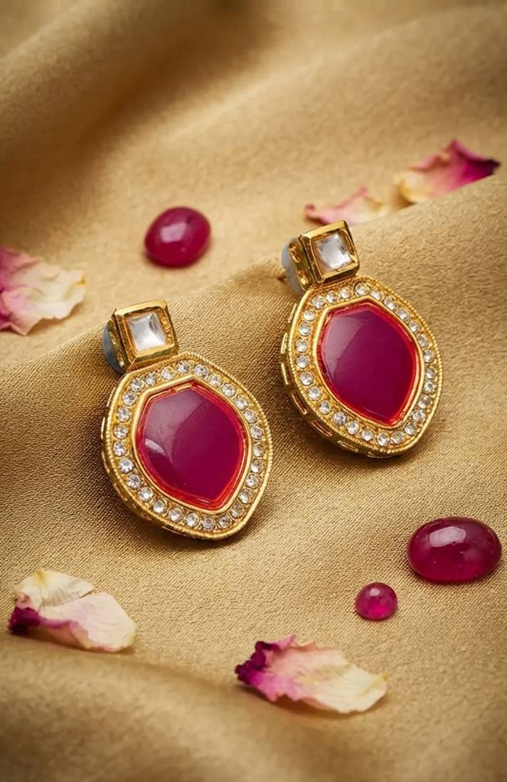 Royal crimson statement earrings