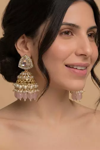 Blushing rose kundan jhumkas