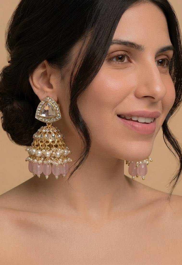 Blushing rose kundan jhumkas