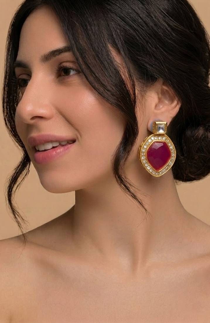 Royal crimson statement earrings