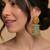 Mint green carved antique gold statement earrings