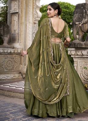 Mehendi Fendy With Sequence Embroidered Work Wedding Lehenga Choli 2