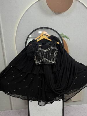 Black Color  Embroidery ,sequence, Mirror And Thread work Fuax georgette Lehenga Choli Set 3