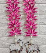flower booti with cow hanging for decor your home  gifting  prosperity (pack of 2) (pink) 