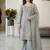 Grey silk blend embroidered beads work plazzo suit