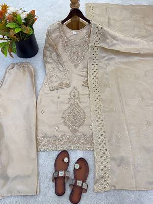 Grey silk blend embroidered beads work plazzo suit 4