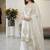 White silk blend embroidered beads work plazzo suit